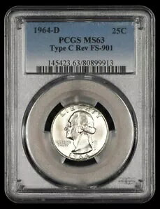 1964 D ���V���g�� �N�H�[�^�[ PCGS MS63 Type C Rev. FS-901