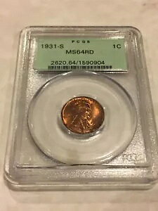 1931-S PCGS MS64RD 1C リンカーン セント ペニー レッド! PQ!すごいアピール! OGH シリアル番号が低い