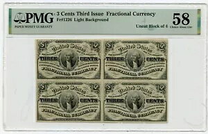 Vy Nice 100% �I���W�i�� Fr.1226 3C ���C�g�w�i�u���b�N 4 �̃m�[�g PCGS AU58!