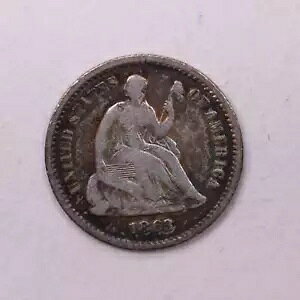 1863 Seated Liberty Half Dime.�AV.F.�A�X�g�A�Z�[�� #18923