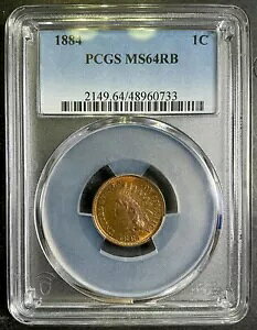 PCGS MS64RB 1884 CfBA wbh Zg NEAR GEM BU Better Early Date PQ 1c SQ