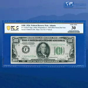 Fr.2152a-I* 1934 �h�� 100 �h�� FRN SCARCER �A�g�����^ �X�^�[ �m�[�g�APCGS VF 30 #34159