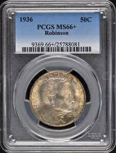 ROBINSON 1936 50C �V���o�[ �L�O�i PCGS MS66+