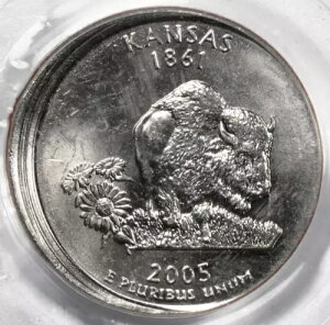 2005 D PCGS MS65 Uncentered Broadstruck Kansas Quarter Mint Error Very Rare Date
