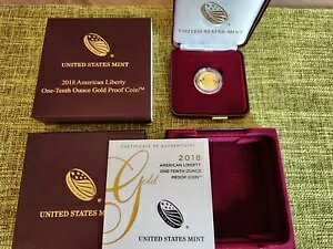 2018 W $10 24K 1/10oz �v���[�t �S�[���h �A�����J�� ���o�e�B �n�C�����[�t OGP/COA