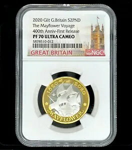 2020 �V���o�[ ?2 �p�� NGC �R�C�� 400th Historic Mayflower Voyage PF70 F/R