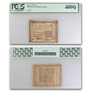 1772 2 VO yVxjA 1772 N 4  3  XF-40 PPQ PCGS (Fr#PA-156)