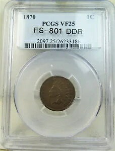 1870 �C���h �Z���g PCGS VF25 *FS 801 DDR* BR