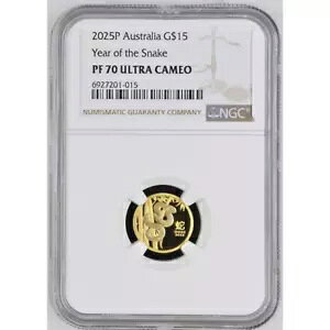 2025 オーストラリア ルナ スネーク 1/10 オンス 金貨 NGC PF 70 UCAM