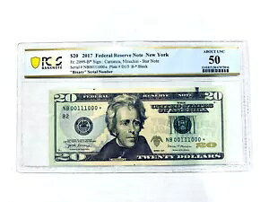 2017 $20 FRN PCGS About Unc 50 Fancy TRUE 0/1 BINARY * STAR* �V���A�� #NB00111000*