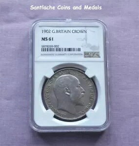 1902 年キング エドワード 7 世 シルバー クラウン - UNC について - NGC によるスラブグレード MS61