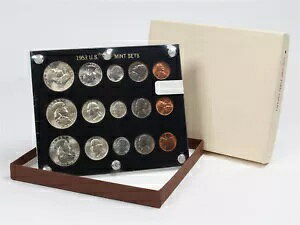 1953-P�AD�AS 1C�A5C�A10C�A25C�A����� 50C �č������� 15 �R�C�� �Z�b�g (�v���X�`�b�N �z���_�[����)