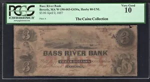 1857�N $3 �}�T�`���[�Z�b�c�B�r�o���[�̃o�X���o�[�o���N ����x��̃��� PCGS VG-10