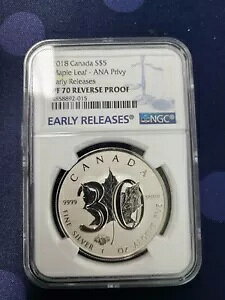 2018 $5 �J�i�_ �V���o�[ ���[�v�� ���[�t ANA �v�����B - NGC Rev PF70 ���������[�X POP 40