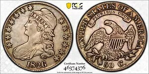 PCGS XF40 1826 �L���b�v�h�o�X�g �n�[�t�V���o�[�F�� 50c ���m�F ���A?�R�C��SR
