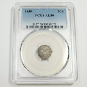 1859 P PCGS AU50 - 3 Zg X[ Zg Vo[ gC - 3c US RC #49787A