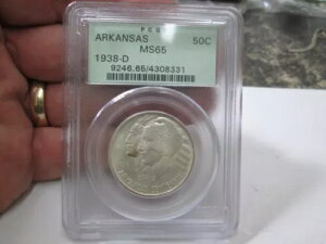 1938 D US ARKANSAS �V���o�[ �n�[�t�_���[�L�O PCGS MS65 ������