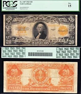 �ƂĂ��f�G�� Bold Choice Fine+ 1922 $20 �S�[���h�ؖ���! PCGS15�I���������I 30323