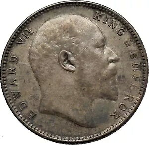 1906 年 イギリス国王エドワード 7 世 EMPEROR 英国インド銀貨 i45276