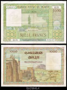 bR MARRUECOS 1000 1,000 t 1956 Pick-47 VF+ S/N Q.25 50435 ****