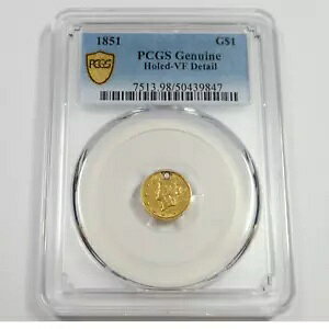1851 PCGS VF �f�B�e�[�� - �S�[���h ���o�e�B �w�b�h $1 1 �h���č��R�C�� #52301A