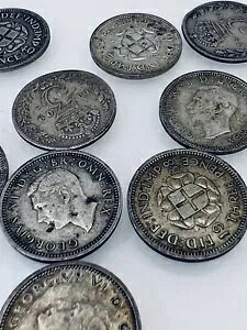 英国銀貨 ビクトリア朝エドワード 7 世 3/6 ペンス フロリン 1/2 クラウン 2 シ