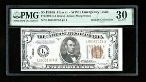 DBR 1934-A $5 FRN �n���C�_��2302 PMG 30 �V���A�� L68351074A