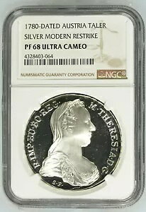 �I�[�X�g���A 1780 �N�t�� Restrike Maria Theresa Taler �V���o�[ �R�C�� NGC PF68 �E���g�� �J���I