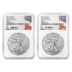 2021 $1 T1 ����� T2 �V���o�[ �C�[�O�� �Z�b�g NGC MS70 �ŏ��ōŌ�̐��Y David ...