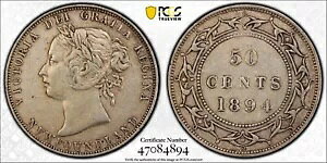 �J�i�_�A�j���[�t�@���h�����h�A1894 �N�r�N�g���A 50 �Z���g�B PCGS XF 40�B40,000 �~���g�B
