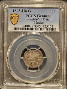 1893-Ho G シルバー 10 センタボス エルモシージョ メキシコ PCGS 本物-VF ディテール 67k 鋳造