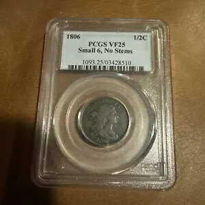 1806 �n�[�t�Z���g �X���[�� 6�A�X�e���Ȃ��AC-1�AVF25 PCGS�B