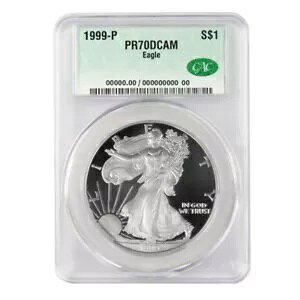 1999-P �v���[�t $1 �A�����J�� �V���o�[ �C�[�O�� CAC PF70DCAM