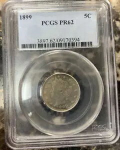 1899 ���o�e�B �w�b�h V �j�b�P�� �v���[�t ~ 5 �Z���g�s�[�X ~ PCGS PR 62 ~ 5C