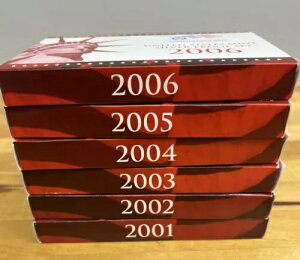 2001-2006 �R���v���[�g US �V���o�[ 10 �R�C�� �v���[�t �Z�b�g ���b�g �S 6 ���� COA �t��