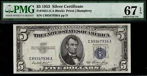 1953 $5.00 Vo[ C89347936A P.M.G #67EPQ