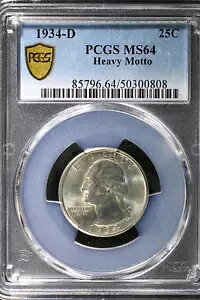 1934-D �V���o�[ USA ���V���g�� �N�H�[�^�[ 25C �w�r�[ ���b�g�[ �R�C�� PCGS MS 64!!!