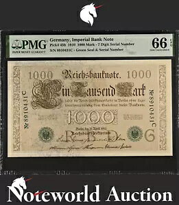 hCc鍑s 1000 1910 7  S/N P 45b UNC PMG 66 EPQ TOP POP