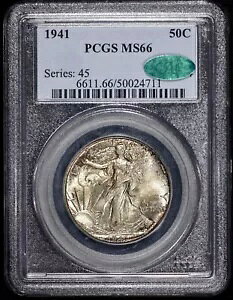 1941 �E�H�[�L���O ���o�e�B 50c �n�[�t�_���[ PCGS MS 66 CAC ���F�ς� �A���o�[ �g�[�j���O