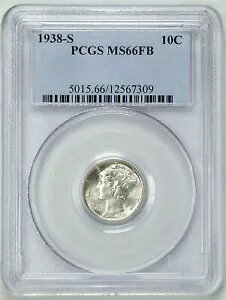 1938-S 10C �}�[�L�����[ �E�B���O�h ���o�e�B �_�C�� MS66FB PCGS 12567309