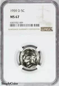 1959-D �W�F�t�@�[�\�� �j�b�P�� NGC MS67 �g�b�v �|�b�v ���W�X�g���[ US �R�C�� 702-009