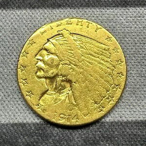 1914 D US $2.5 �h�� �C���f�B�A�� �w�b�h �N�H�[�^�[ �C�[�O�� �S�[���h �R�C��