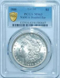 1888 �����K�� �V���o�[ �_���[�A�g�b�v 100 PCGS MS63 VAM 11 �_�u�� �C���[�A���A �R�C���B