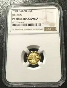 2001 �p���I $1 JELLYFISH �S�[���h 1/25oz �v���[�t �R�C�� NGC PF70UC �g�b�v POP 2/0