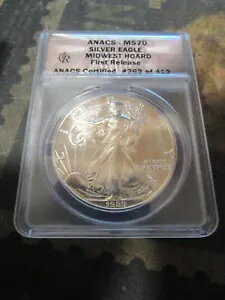 1989 Silver Eagle Midwest Hoard ANACS MS70 �������[�X #262/412