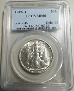 :1947-D 50C �E�H�[�L���O ���o�e�B �n�[�t�_���[ �j�A�E�X�[�p�[�u �X�|�b�g���X PCGS MS66(FSTB) R3