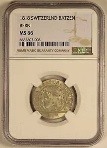 1818 NGC MS 66 �X�C�X �X�C�X �x���� ���� �o�b�c�F�� �J���g�� �R�C��