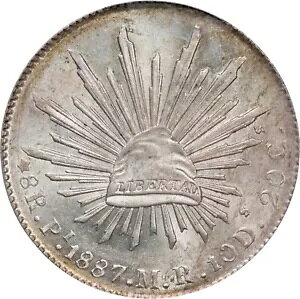 LVR TCX |gV 1887-PiMR 8 REALES ʃRC PCGS F MS63