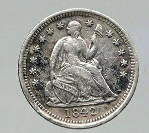 1842 �A�����J �A�����J �V���o�[ SEATED LIBERTY �A���e�B�[�N �V���o�[ �n�[�t �_�C�� �R�C�� i92782