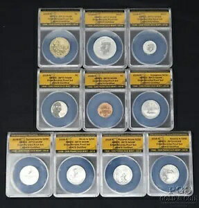 2018-S 50th Anniv �V���o�[ ���o�[�X �v���[�t �Z�b�g RP70 ANACS 1c 5c 10c 25c 50c $1